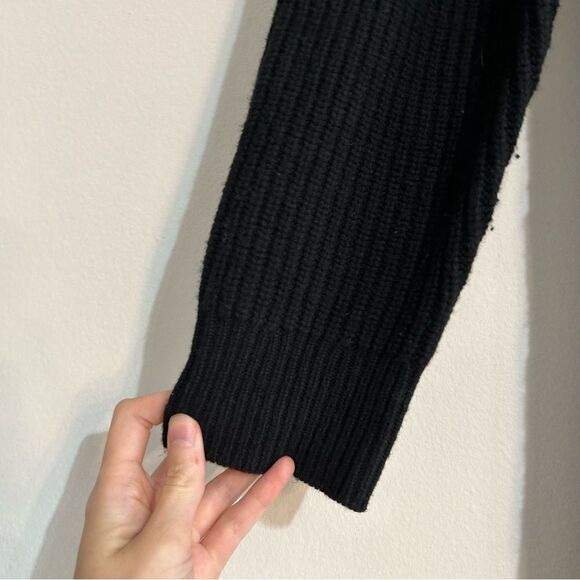 Sandro Puff Sleeve Ribbed Knit Wool Sweater Dress in Black Size 36 US Small 4 - Picture 3 of 11